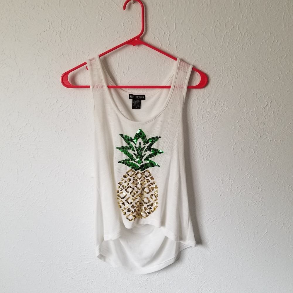 Sequined pineapple tank top